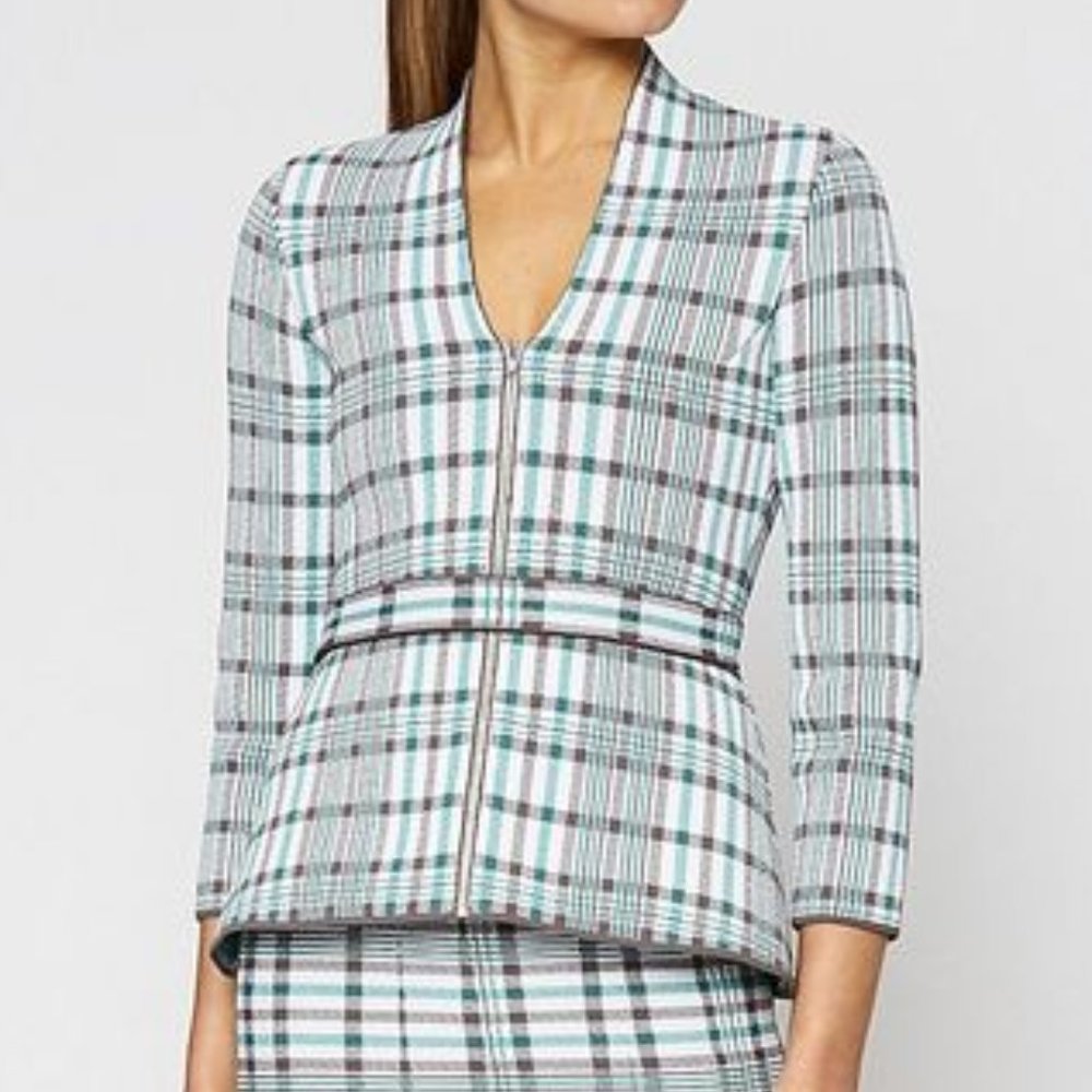 Crepe knit plaid jacket size XS new without tags